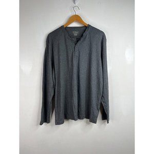 L.L Bean T-Shirt Mens Sz XL Gray Henley Traditional Fit Long Sleeved